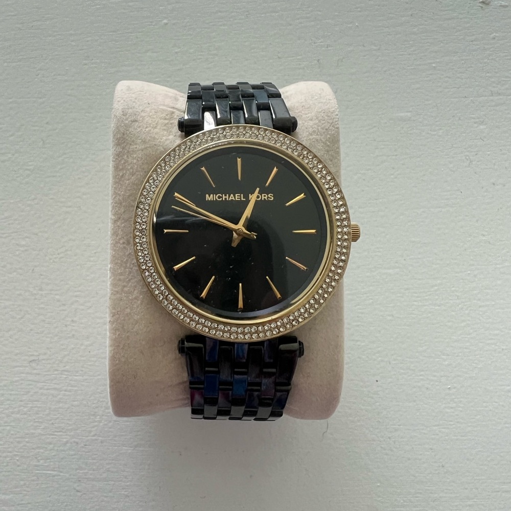 Black and gold MK watch